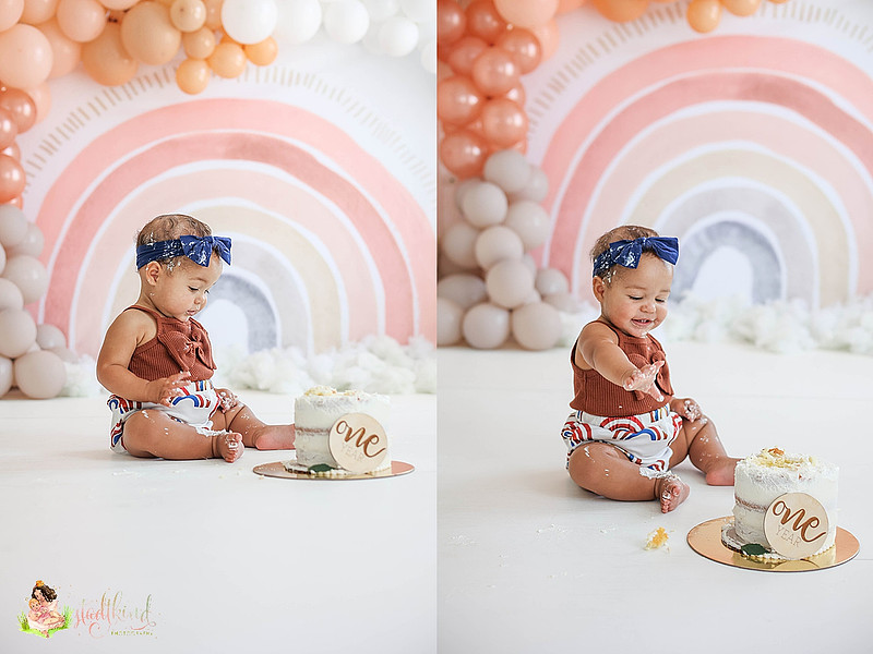Stadtkind Photography Grace First Birthday Cake Smash in Frederick